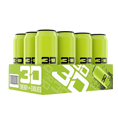 3D Energy Citrus Dew | Sugar Free Energy Drink | Pre Workout Energy | 200mg Caffeine with Taurine and L-Carnitine | 16 Fluid Ounce | 12 Pack | Green