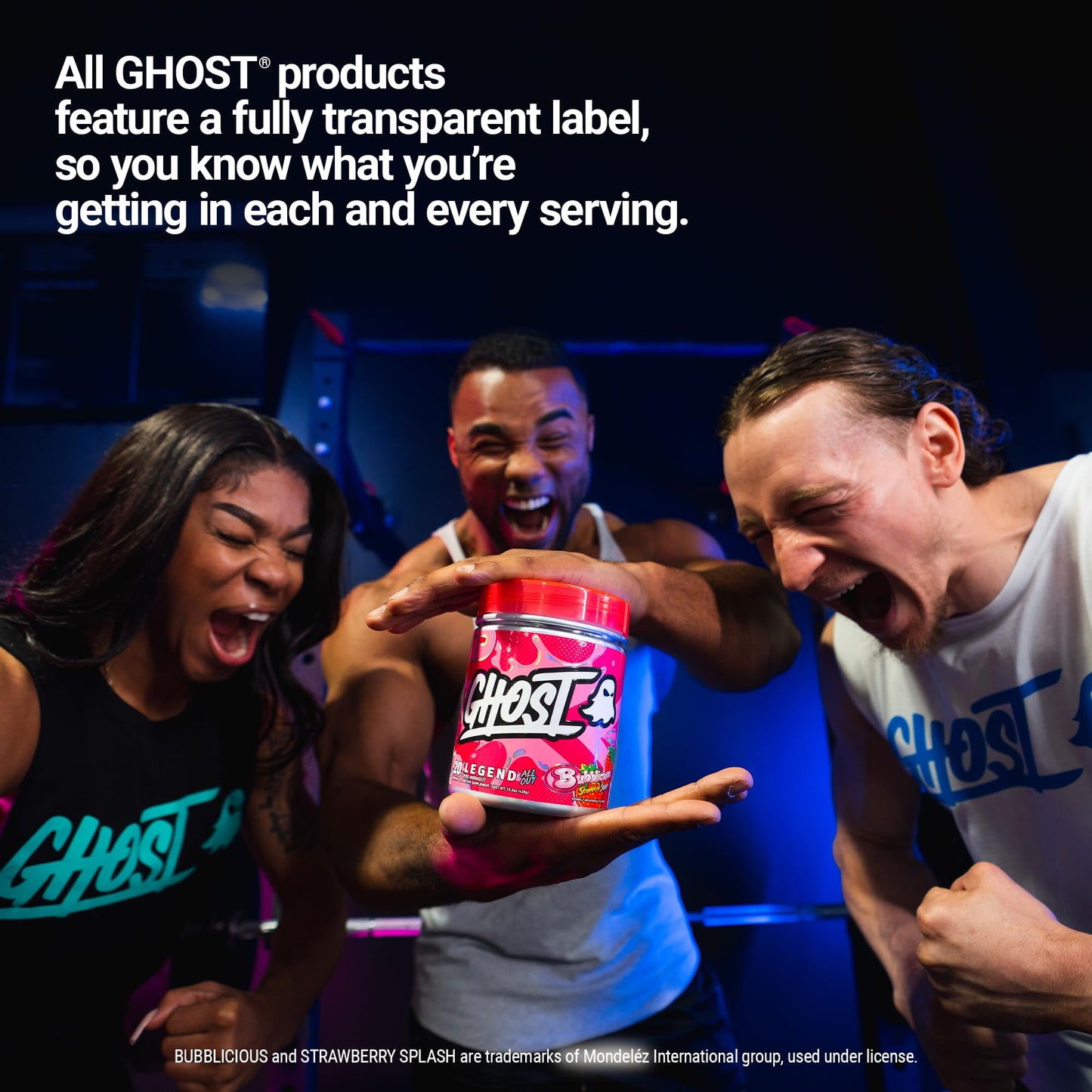 GHOST Legend All Out Pre-Workout Powder, Bubblicious Strawberry Splash - 20 Servings - Pre-Workout Supplement for Men & Women - Energy & Pumps - Caffeine, & Beta Alanine Blend - Sugar Free