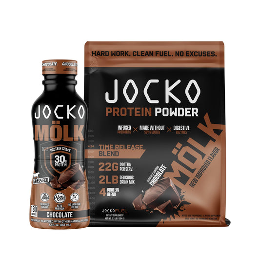 Jocko Fuel 2 Pack Bundle - Chocolate MOLK Protein Powder & RTD Protein Shake